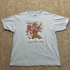 Vintage Christmas Novelty Schmitt House Graphic T Shirt men's XL
